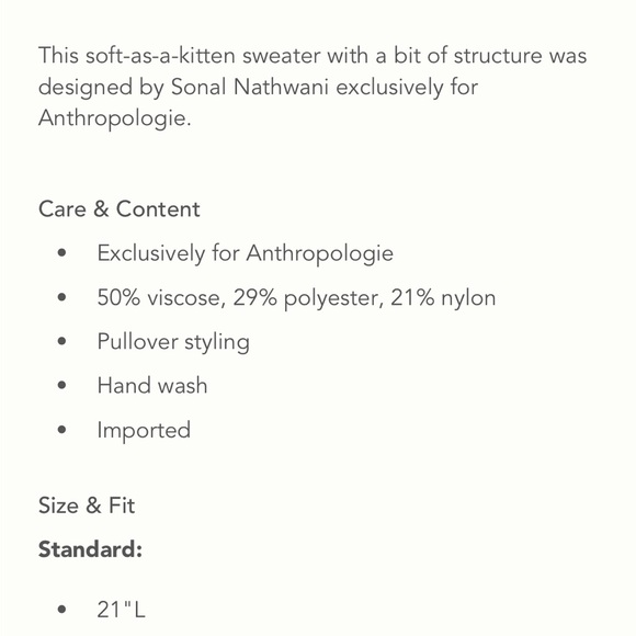 NWT The Sonal Nathwani Camryn Cropped Crewneck Sweater by Maeve - Picture 11 of 11